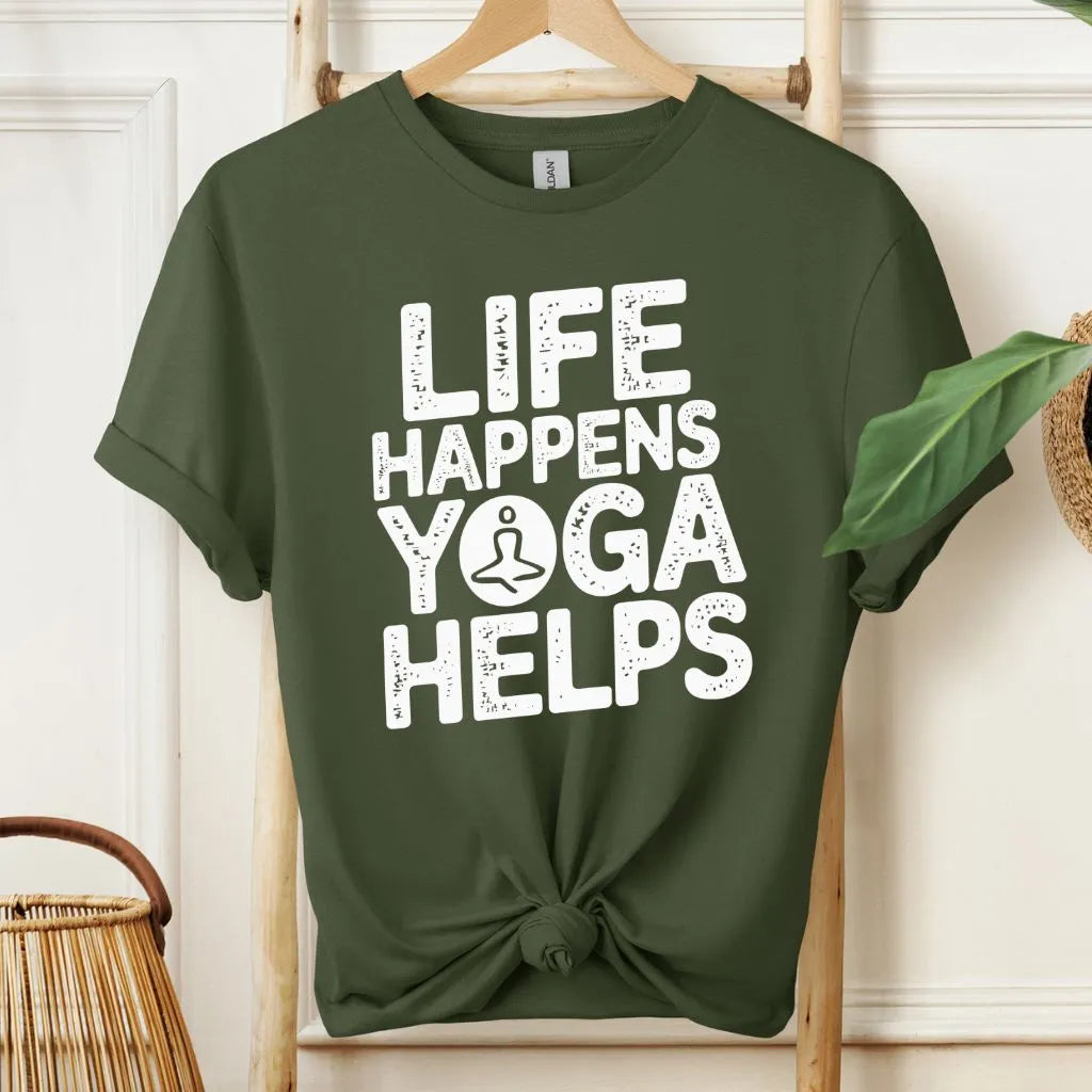 Life Happens Yoga Helps Motivational T-Shirt!