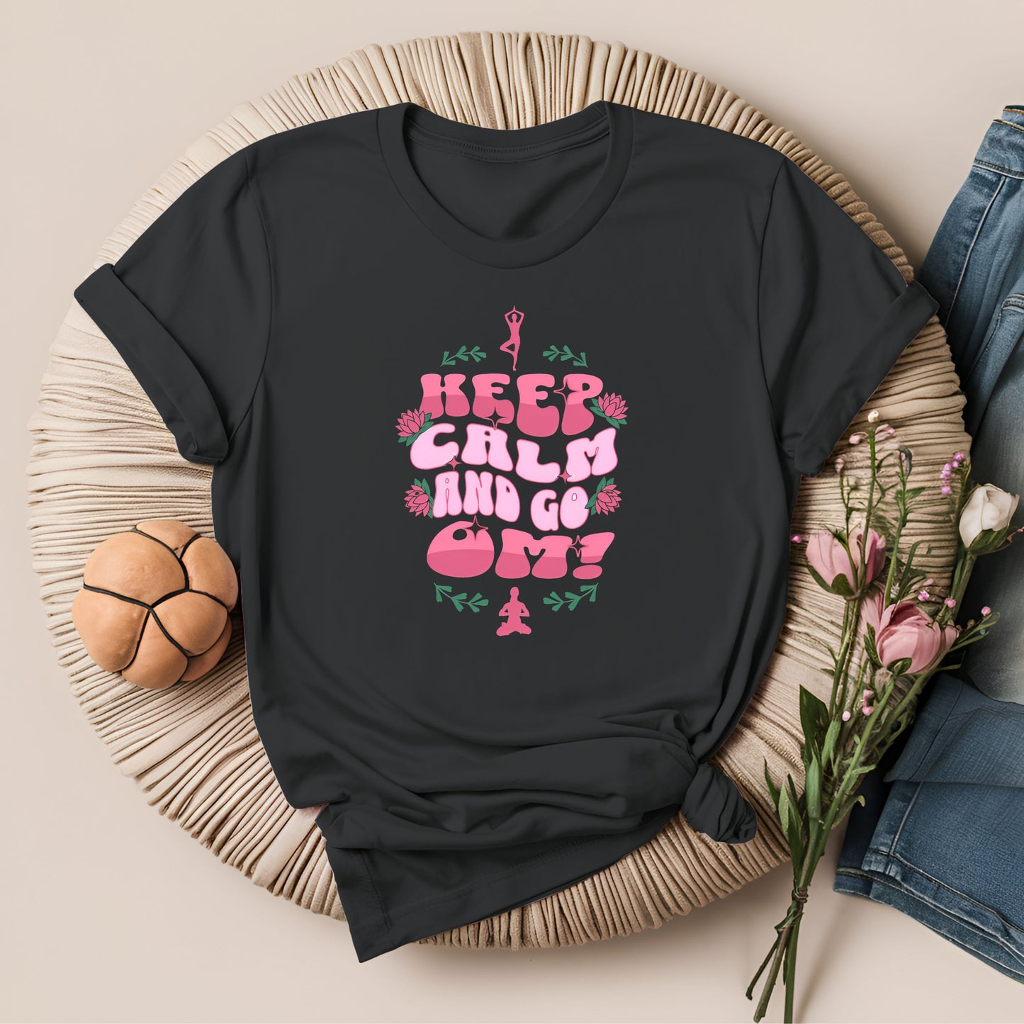 Keep Calm and Go Om Motivational Yoga T-Shirt