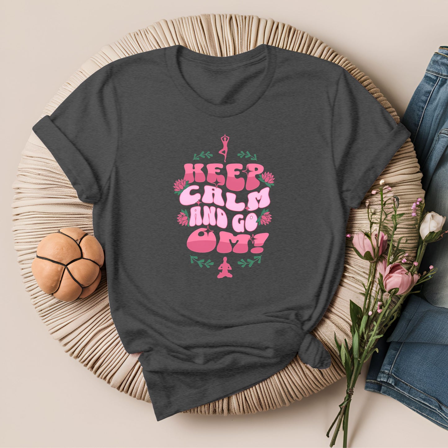 Keep Calm and Go Om Motivational Yoga T-Shirt