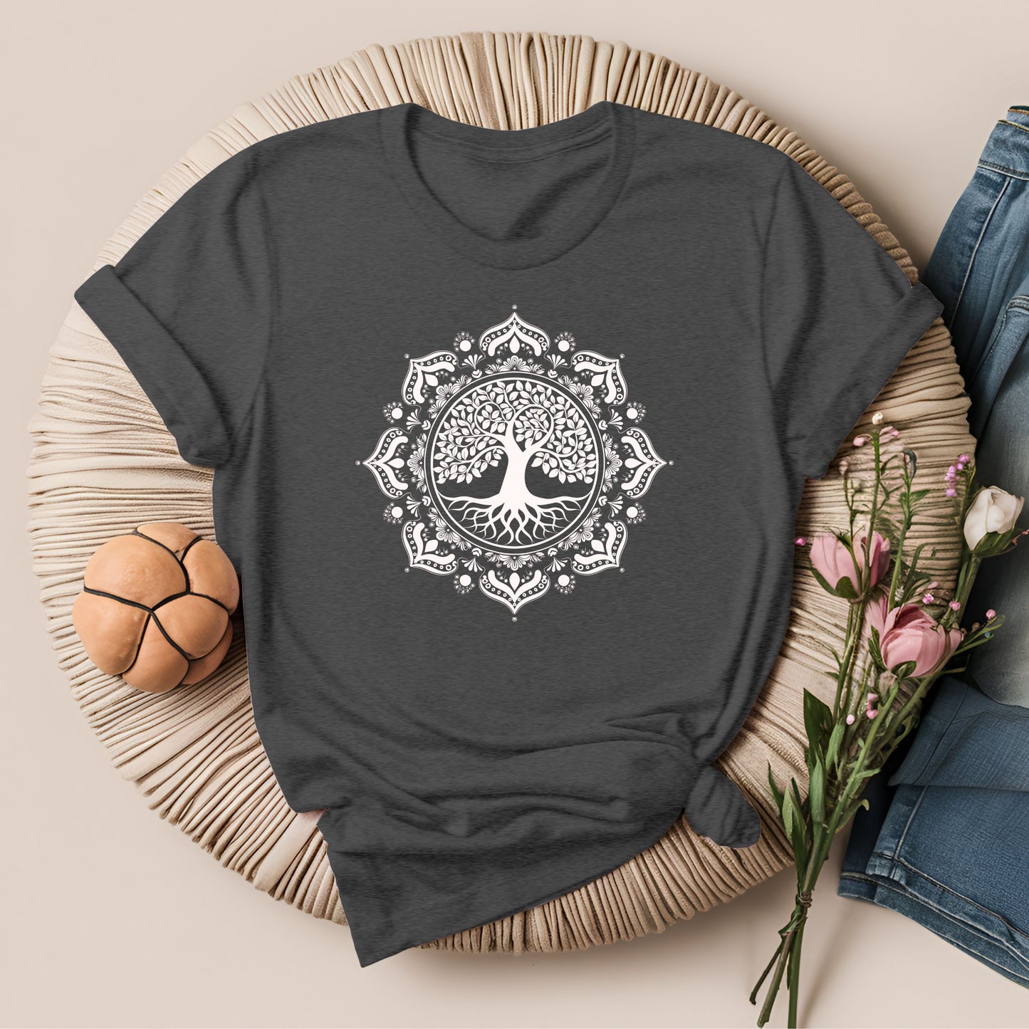 Boho Style Mandala With Tree of Life Meditation T-Shirt!