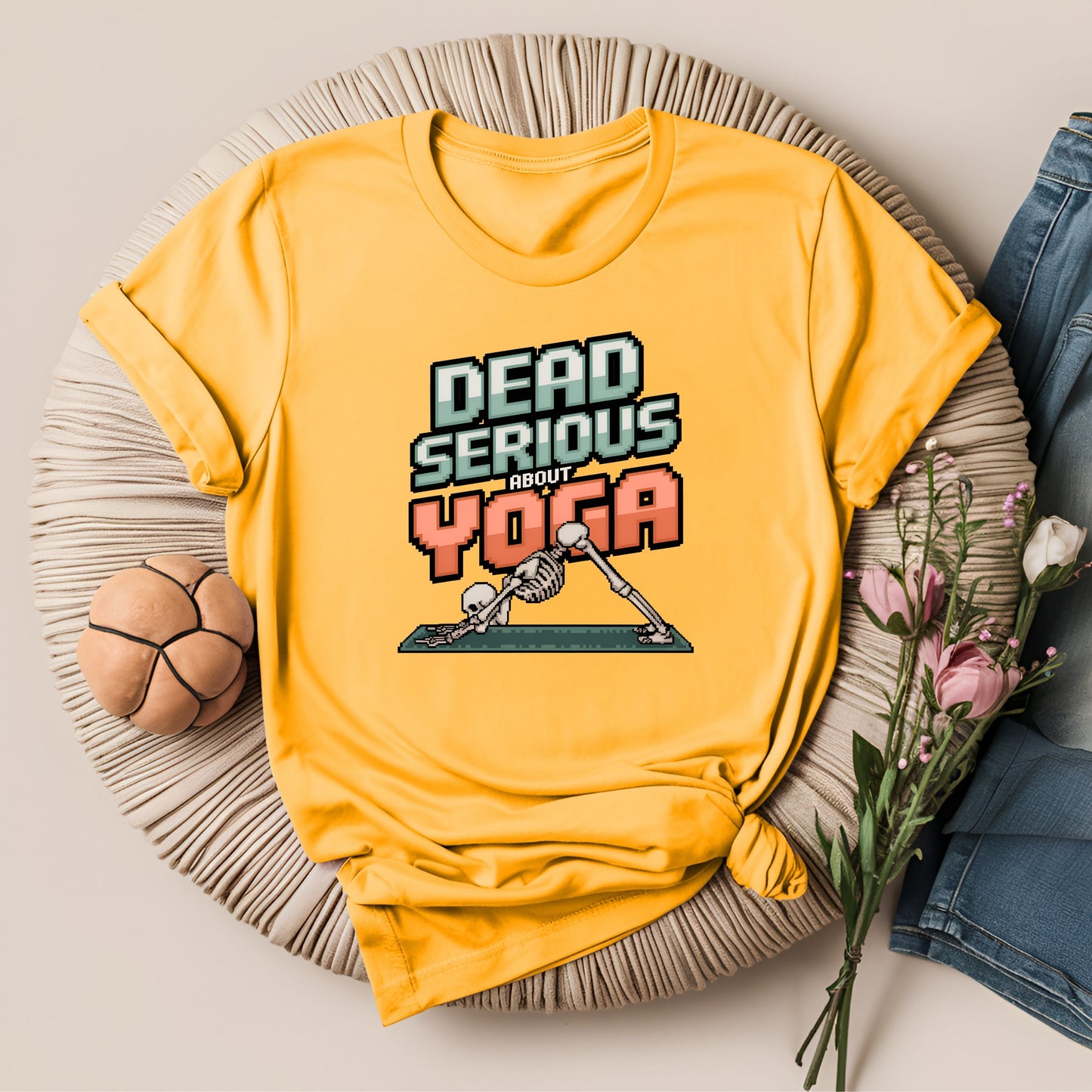 Dead Serious About Yoga Pixel Art Style T-Shirt!