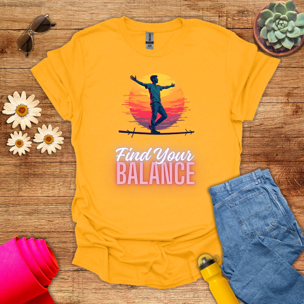 Find Your Balance Motivational Meditation T-Shirt
