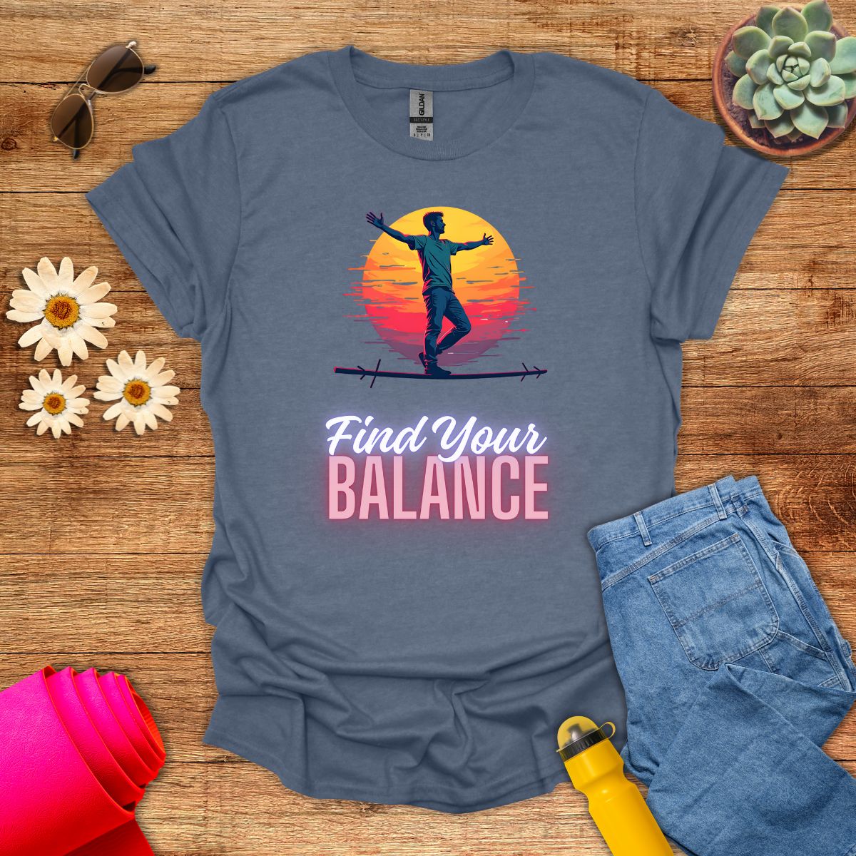 Find Your Balance Motivational Meditation T-Shirt