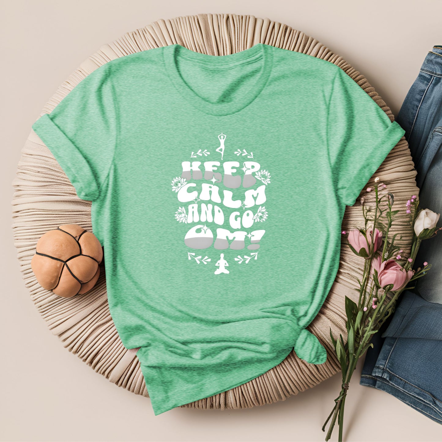 Keep Calm and Go Om Motivational Yoga T-Shirt