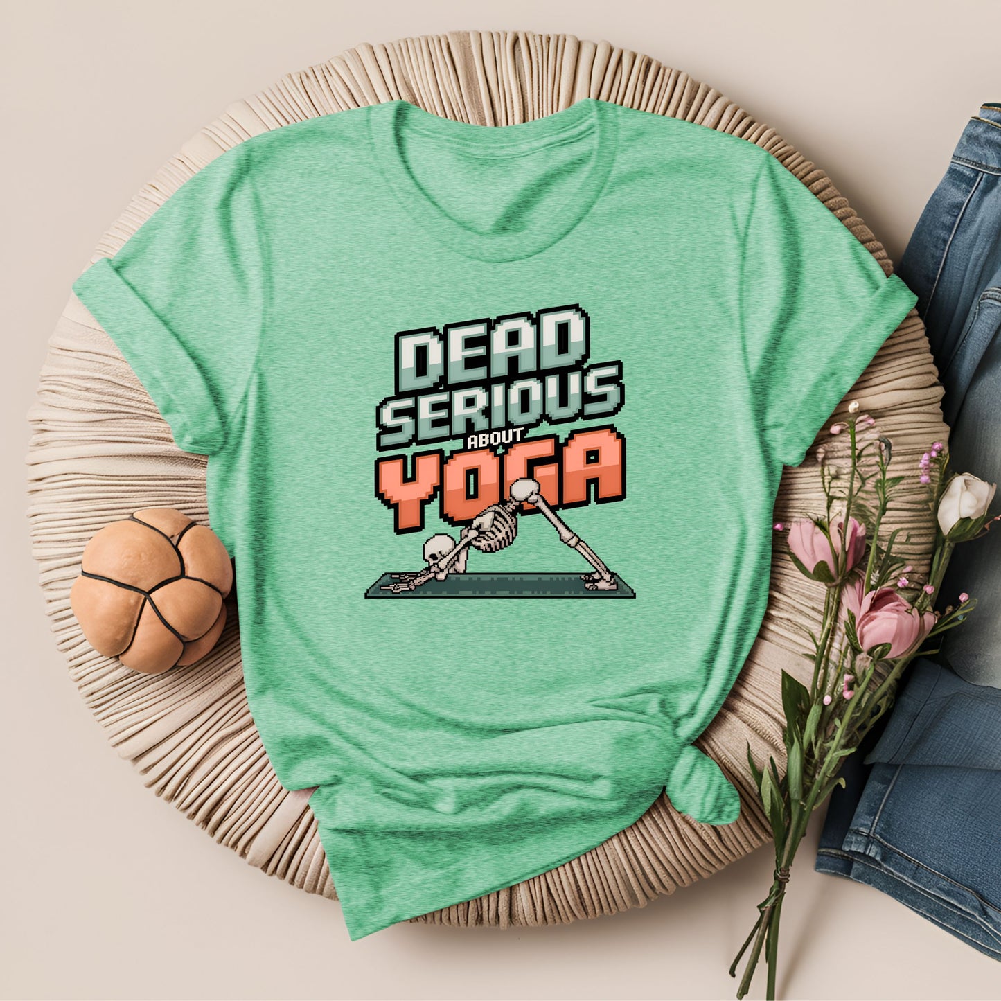 Dead Serious About Yoga Pixel Art Style T-Shirt!