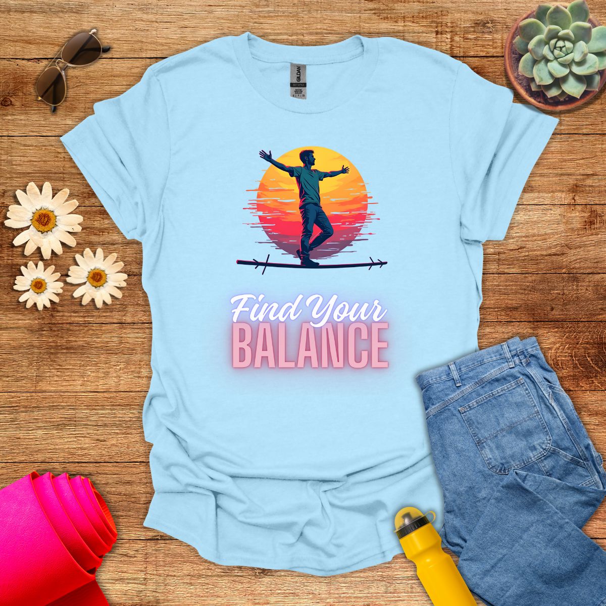 Find Your Balance Motivational Meditation T-Shirt