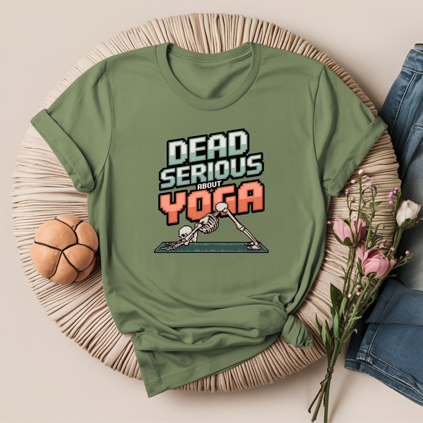 Dead Serious About Yoga Pixel Art Style T-Shirt!