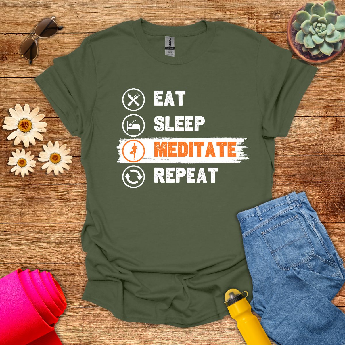 Eat Sleep Meditate Repeat T-Shirt