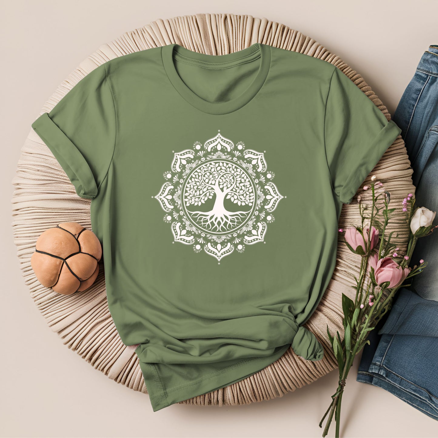 Boho Style Mandala With Tree of Life Meditation T-Shirt!