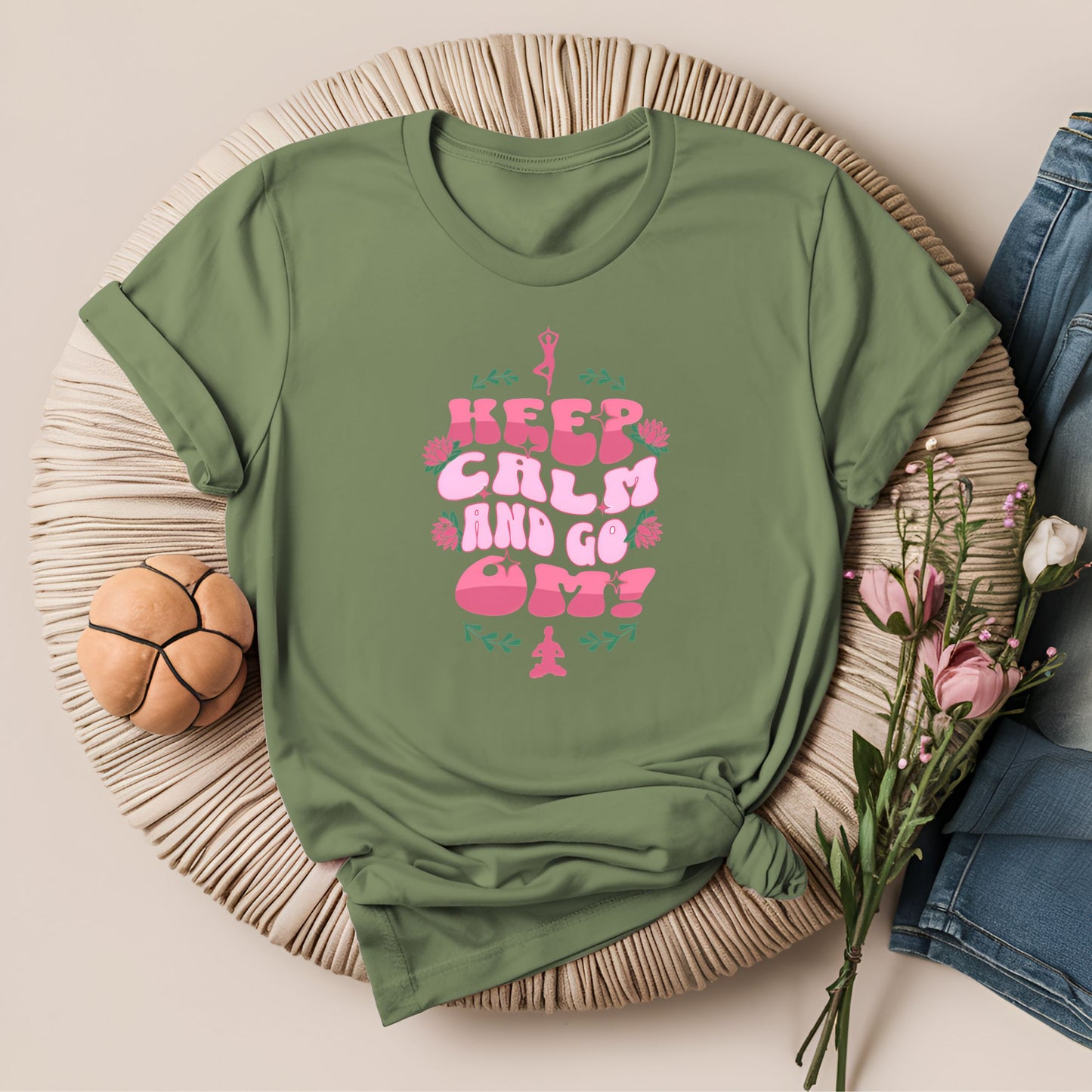 Keep Calm and Go Om Motivational Yoga T-Shirt