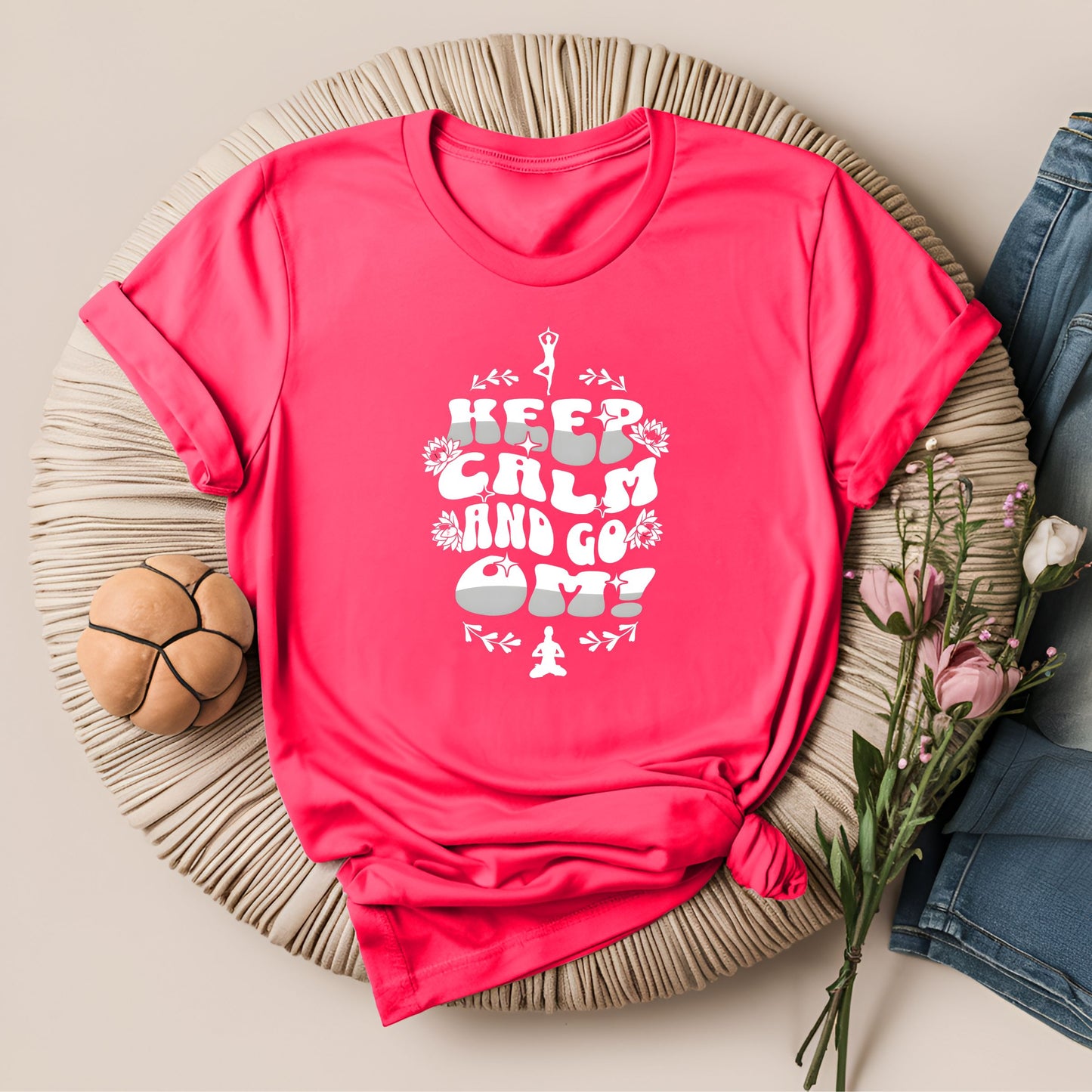 Keep Calm and Go Om Motivational Yoga T-Shirt