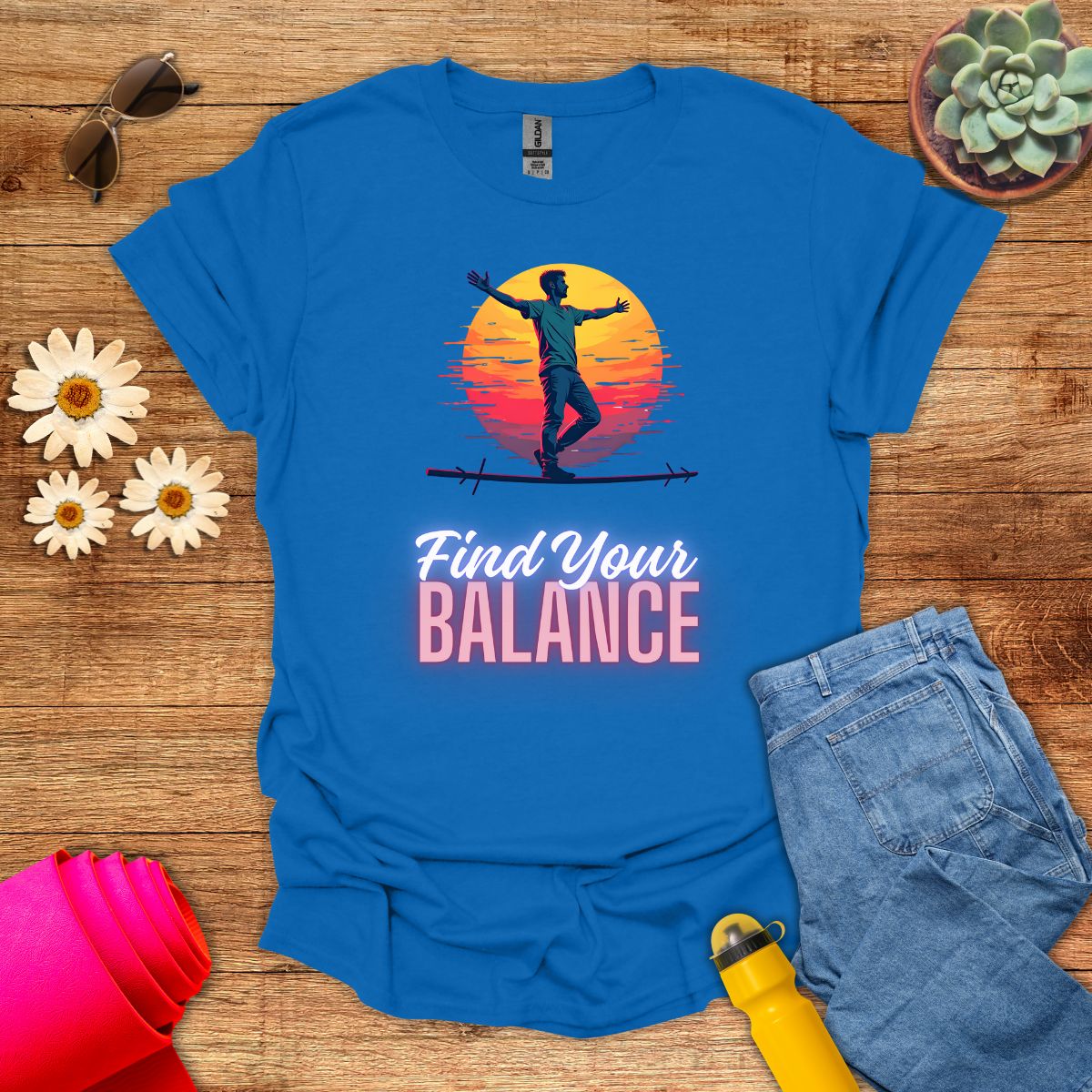 Find Your Balance Motivational Meditation T-Shirt