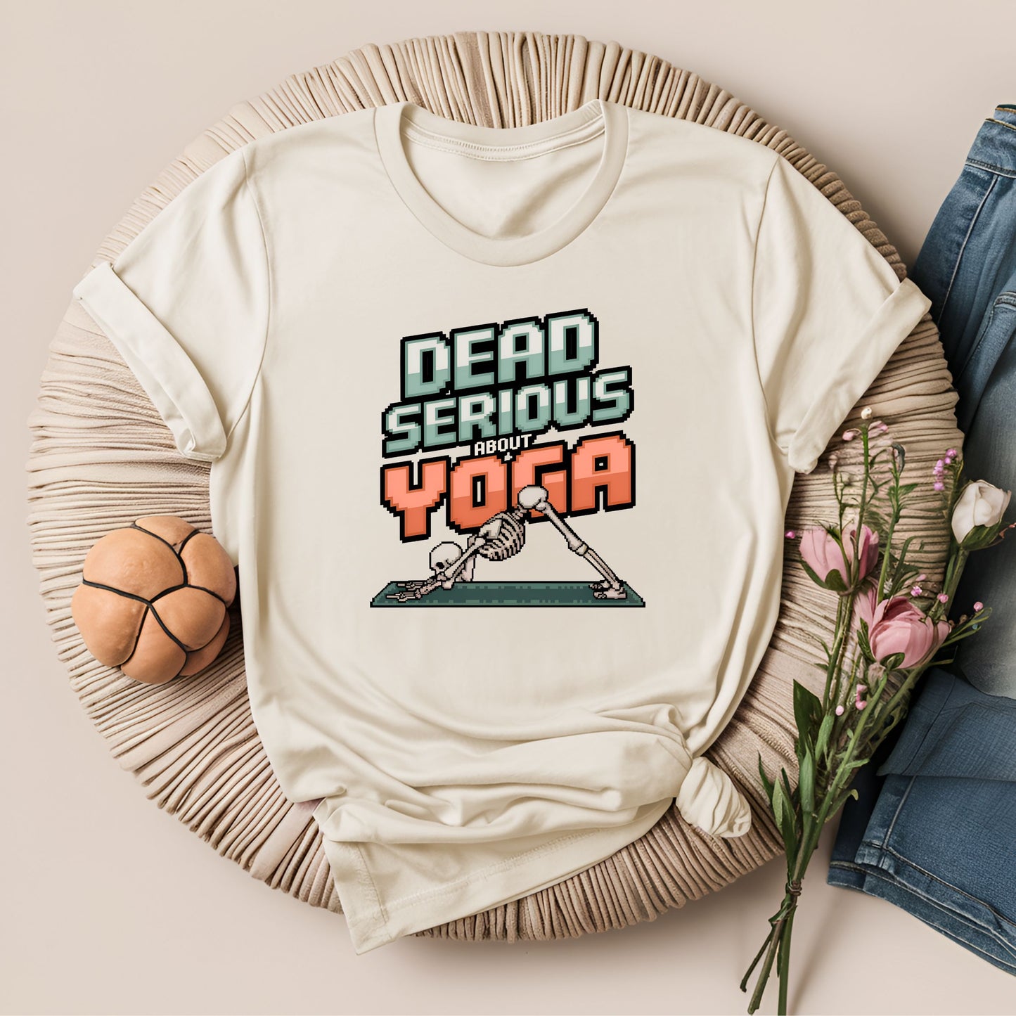 Dead Serious About Yoga Pixel Art Style T-Shirt!