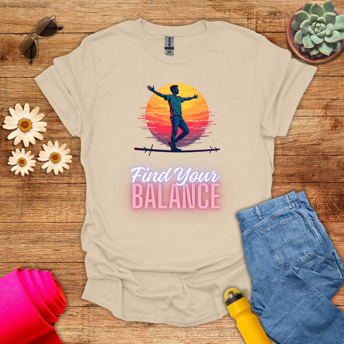 Find Your Balance Motivational Meditation T-Shirt