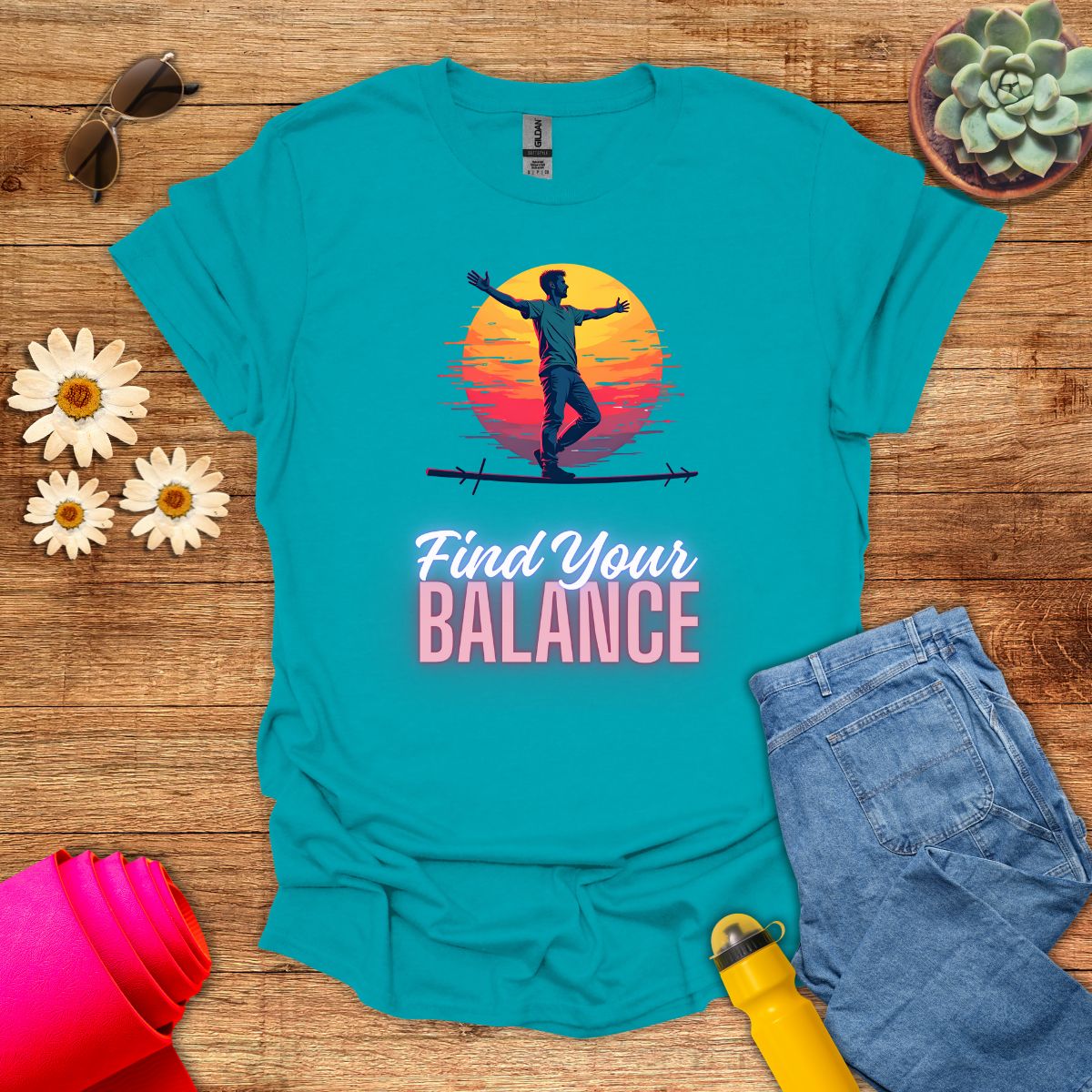 Find Your Balance Motivational Meditation T-Shirt