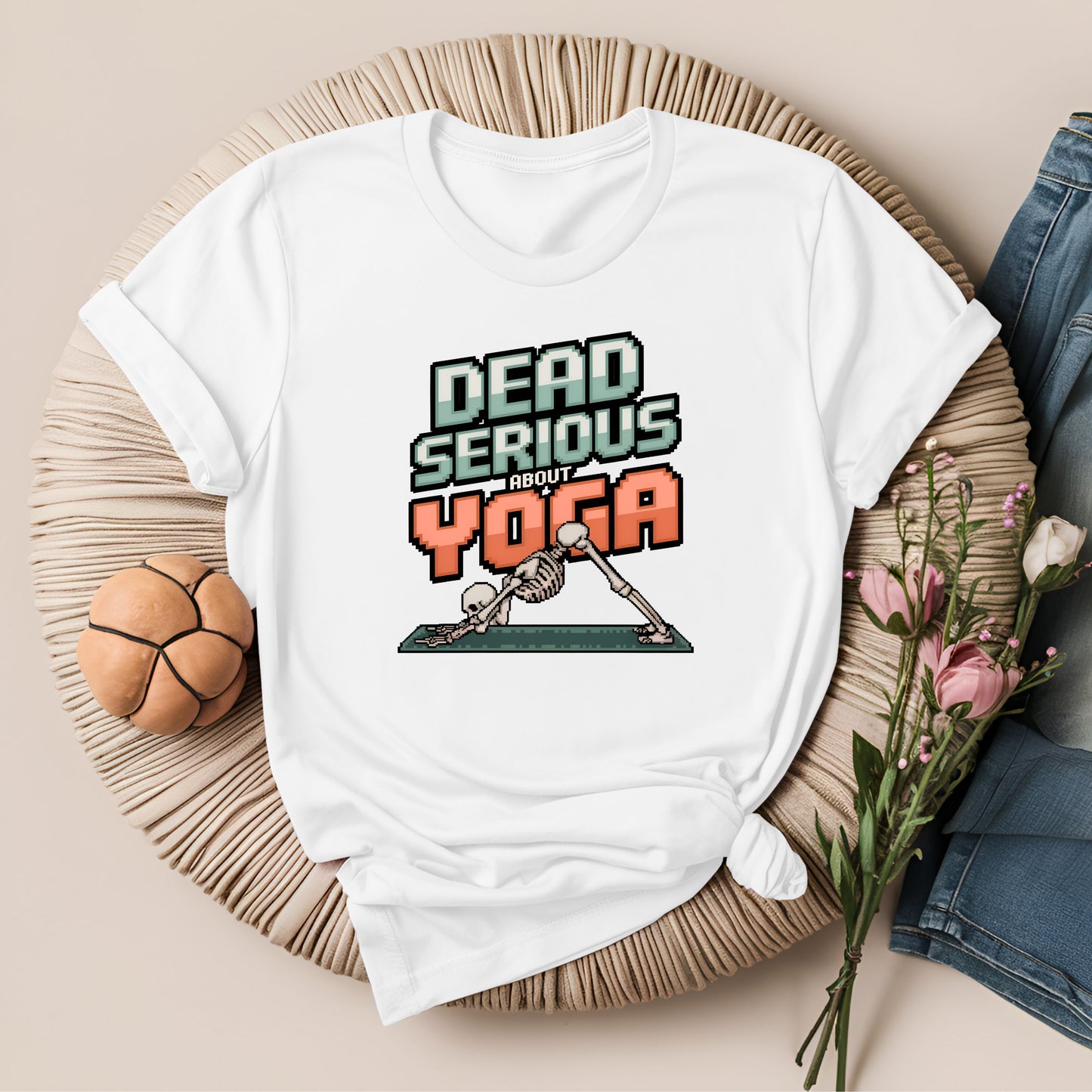 Dead Serious About Yoga Pixel Art Style T-Shirt!