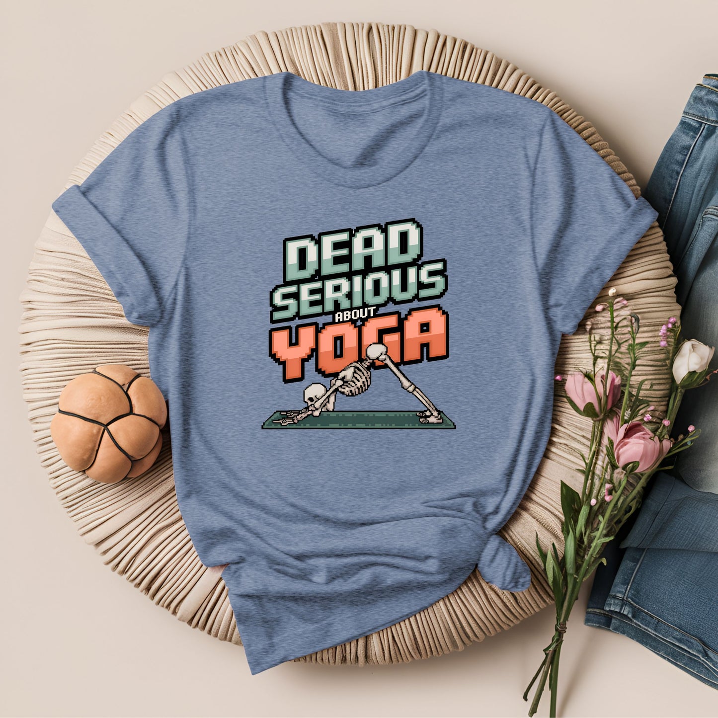 Dead Serious About Yoga Pixel Art Style T-Shirt!