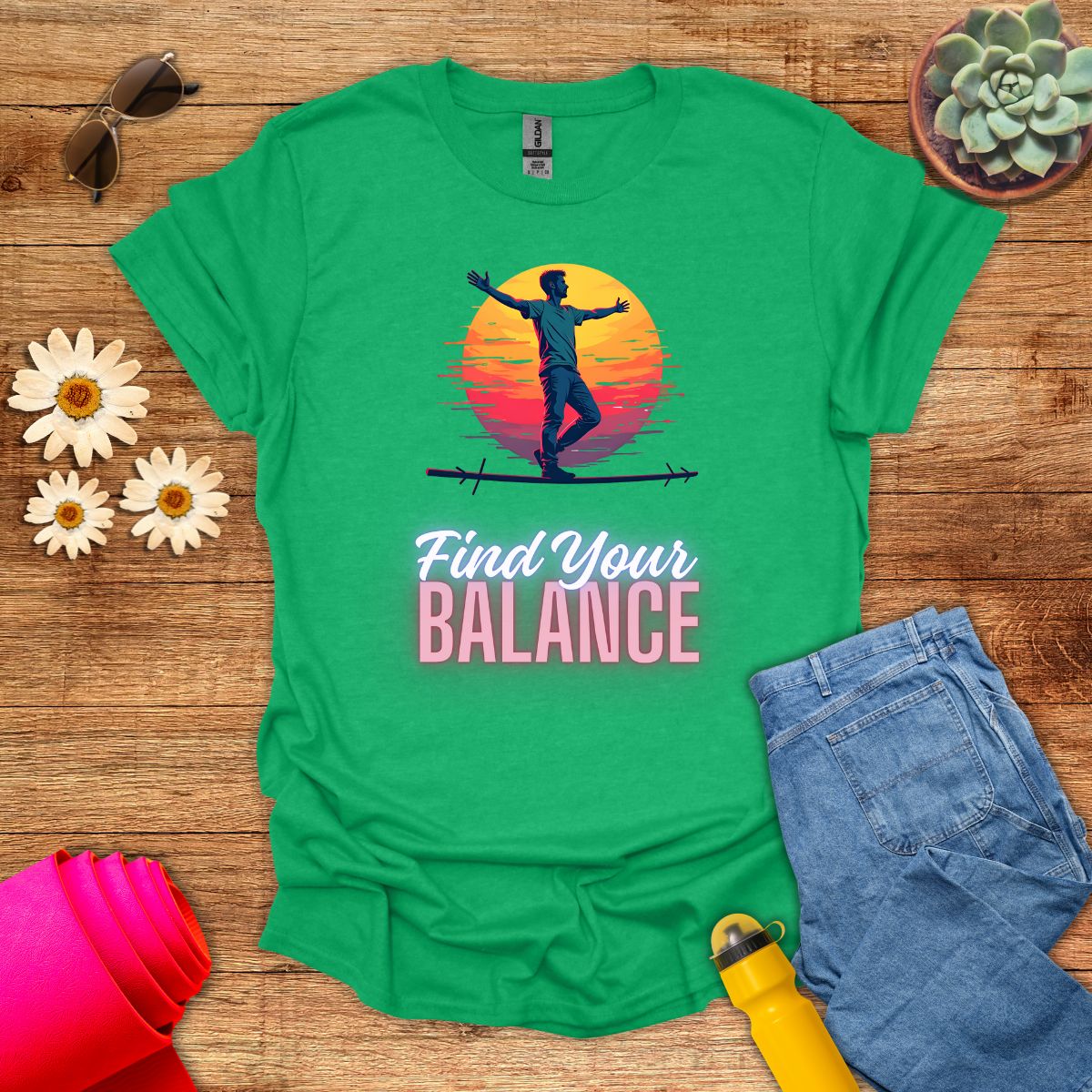 Find Your Balance Motivational Meditation T-Shirt