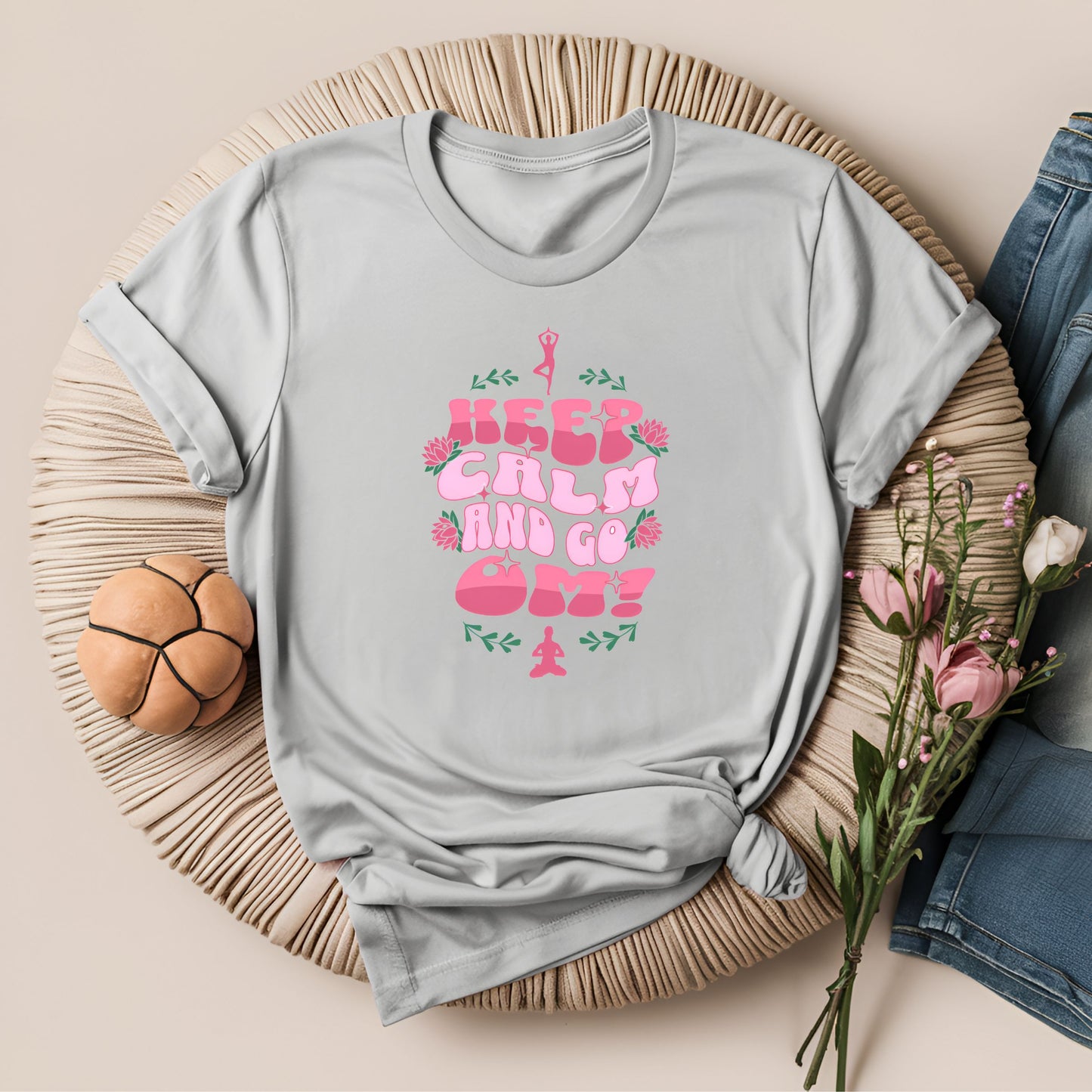 Keep Calm and Go Om Motivational Yoga T-Shirt
