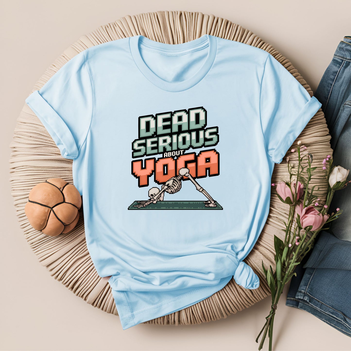 Dead Serious About Yoga Pixel Art Style T-Shirt!